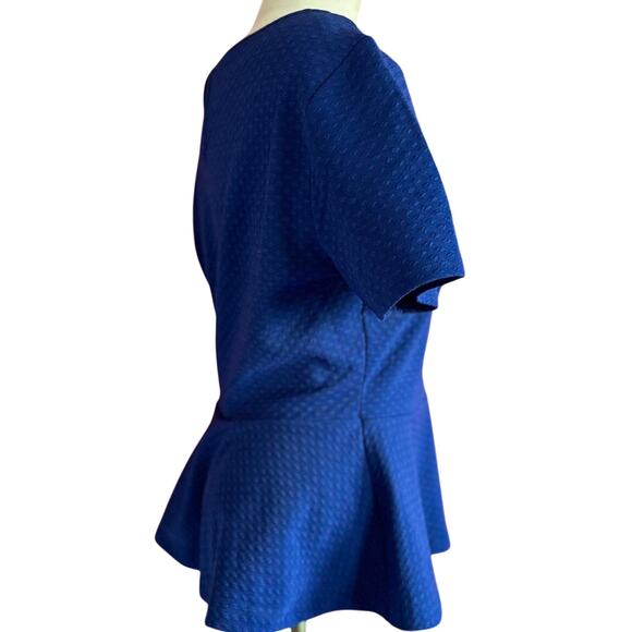 Womens Top Size Medium Navy Blue Peplum Professional Conservative Modest Church - Picture 3 of 7